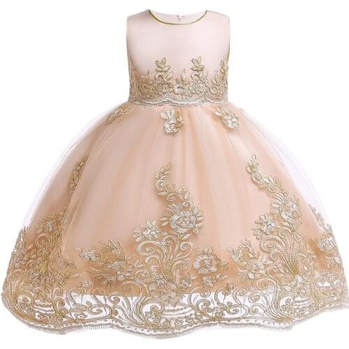 2021 Pageant Embroidery Girls Dresses For Party And Wedding Dress Ball Gown Children Clothing Evening Princess Dress 3-10 Years