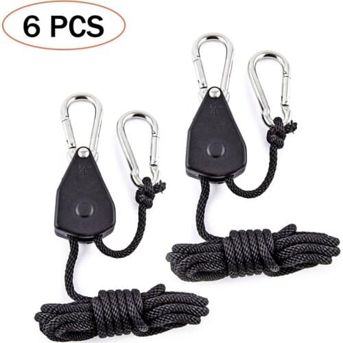 3Pair Adjustable Rope Clip Heavy Duty Yo-yo Hanger Growing Plant Lamp Hook Plant Tent Lamp Hanging Lanyard Lifting Pulley Hook