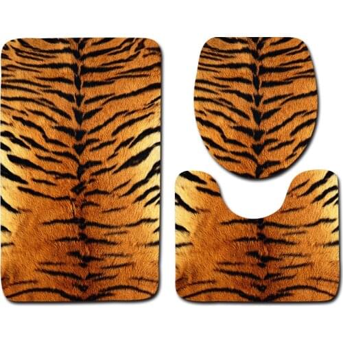 3pcs Bath Mat Set Microfiber Non Slip Bathroom Mat Cow grain Leopard Print Animal pattern Bathroom Rug Set bath mat set