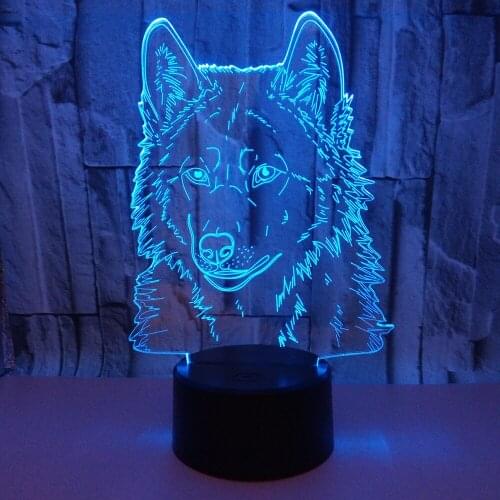 Wolf 3d Lamp 7 Color Change Touch Remote LED Nightlight 7 Color Changing Novelty Gift for Children