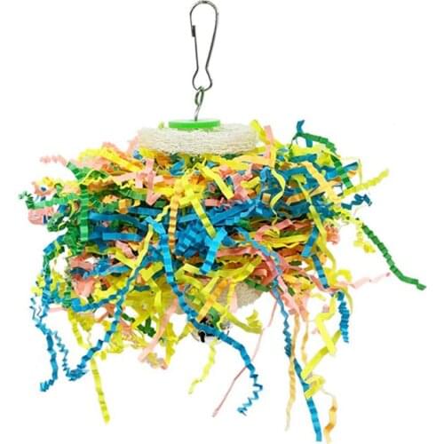 YYSD 5Pcs Bird Parrot Shredding Toys Chewing Foraging Hanging Cage Paper Strings Wire Drawing Ball Toys Relieve Boredom for Grey