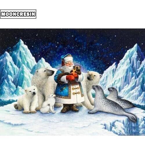 5D Diy Diamond Painting Accessories Full Square Diamond Embroidery Cross Stitch Santa Claus & White Bear Needlework Mosaic Decor