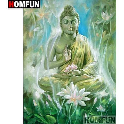 HOMFUN 5D DIY Diamond Painting Full Square/Round Drill "Religious Buddha" Embroidery Cross Stitch gift Home Decor Gift A08486