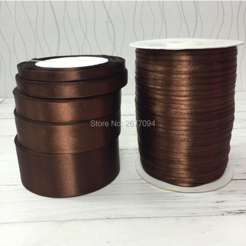 25Yards Dark Coffee Pretty Silk Satin Ribbon Wedding Party Decoration Invitation Card Gift Wrapping Scrapbooking Supplies Riband