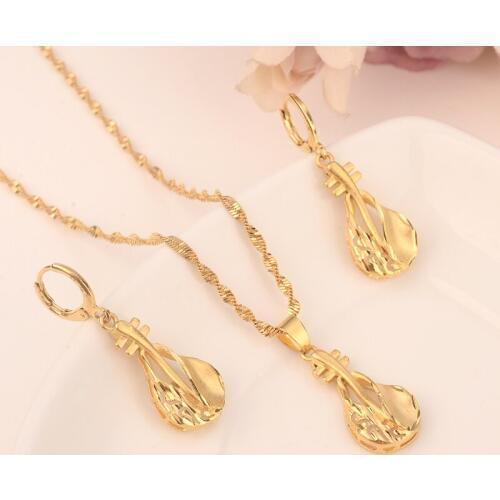 Bangrui Gold Color Two Pcs Set Korean style pipa Pendant earring set bling hanging dangle Pendant earring