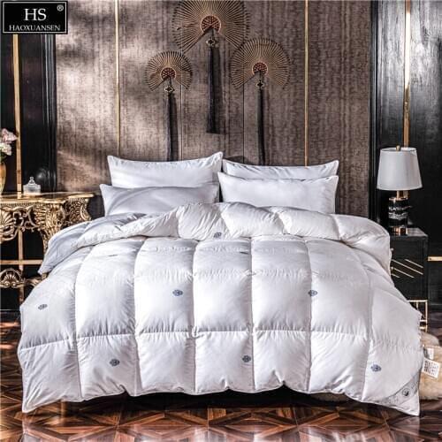 White Jacquard Embroidery Goose Down Quilt Comforter Filling Power 600 Combed Cotton Duvet Winter Blanket OEKO-TEX Certified