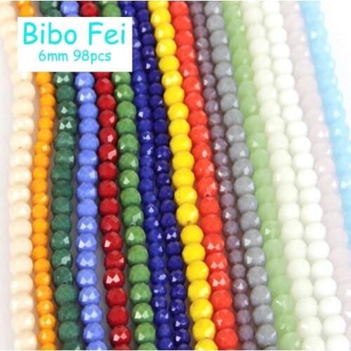 Free shipping multi color 6mm 98PCS Glass Czech crystal beads, wheel beads,transit beads,bracelet necklace Jewelry Making DIY