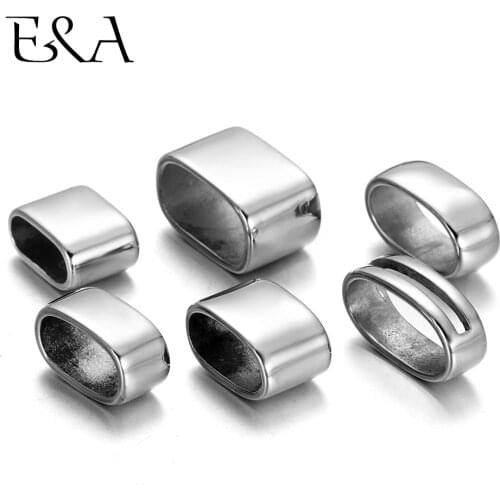 10pcs 316L Stainless Steel Large Hole Spacer Beads Leather Cord Bracelet DIY Jewelry Making Men Slider Charms Accessories