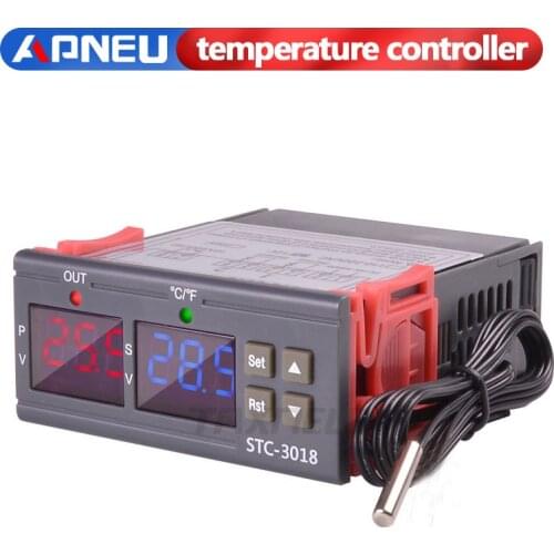 STC-3018 Digital Temperature Controller 12V 24V 220V 10A C/F Thermostat Relay Thermoregulator Heating Cooling Digital Display
