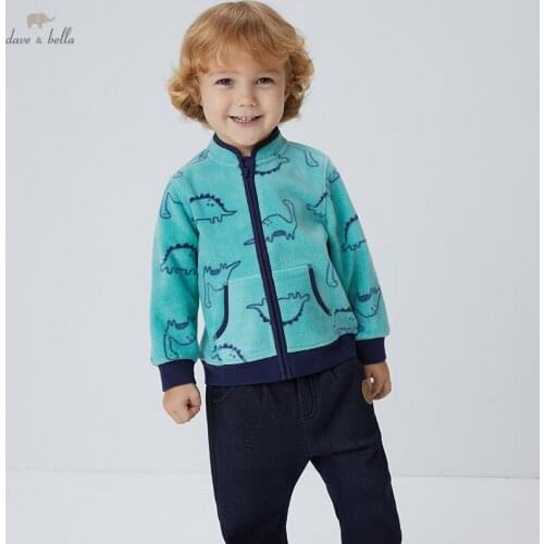 DB396-M dave bella autumn baby unisex fashion cartoon print pockets coat children tops infant toddler outerwear