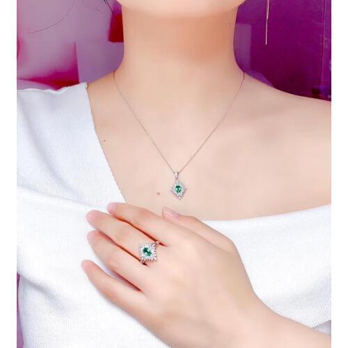 New Coming Natural and Real Emerald jewelry set Natural Real Emerald 925 sterling silver 1pc Emerald pendant,1pc Emerald ring
