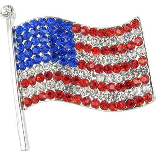 Collection rhinestone American Flag Star USA Pin Brooch 4th of July Independence Day breastpin Jewelry