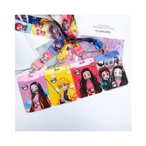 LISM Kimetsu no Yaiba 66856 Anime Card Holder Cartoon Credit ID Bags Zipper Coin Bus Card Wallet Kid Girls Gifts