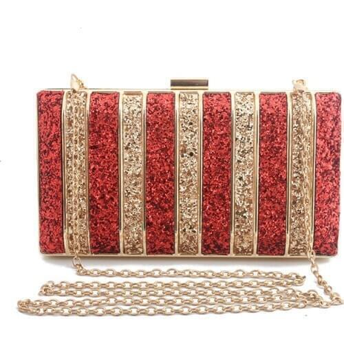 Small Chain Mixed Colors Bags Women Fashion Sequined Evening Clutch Bag Luxury Pink Party Wedding Shoulder Bag Female 7 Colors