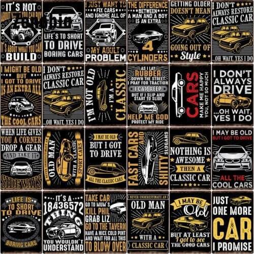 Metal Tin Sign Car Vintage Metal Signs Garage Metal Posters Decorative Tin Plates Plaque Wall Stickers Decoration Home Decor
