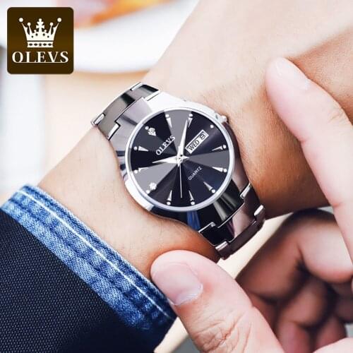 OLEVS Watches for Men Warterproof Sports Mens Watch Tungsten Steel Strap Male Business Quartz Wristwatch Relogio Masculino 8697