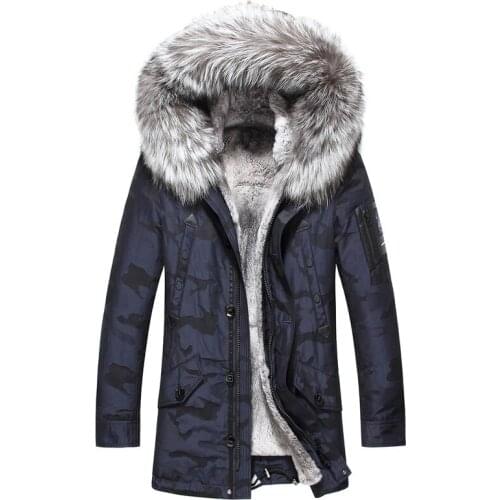 Real Fur Coat Men Rabbit Fur Coat Fox Fur Collar Winter Coat Men Real Fur Parka Mens Clothing 2020 Casaco MA7211ME062 YY1145