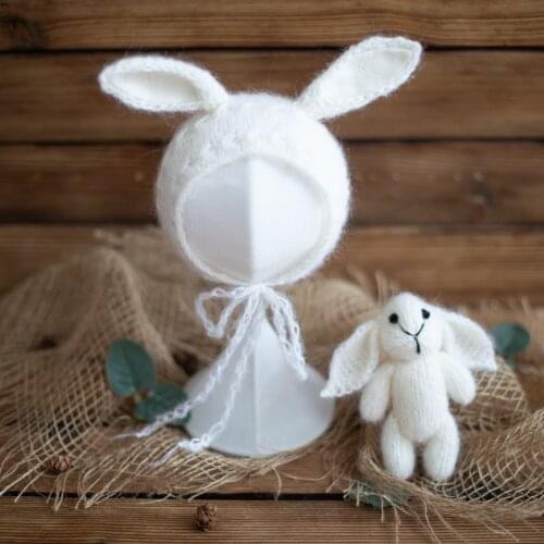 Knitted Stuffed Toys Hat Set Crochet Baby Animal Bonnet Girls or Boys Doll Newborn Photography Props