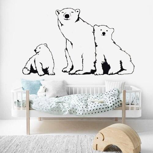 Polar Bear Family Wall Stickers Vinyl Removable Home Decor For Kids Room Bedroom Nursery Cartoon Animal Decals Wallpaper DW7266