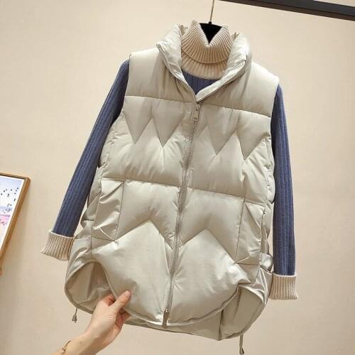 New 2021 Autumn Winter Women Vest Cotton-padded Short Waistcoat Plus Size Sleeveless Outwear Female Casual Parka Mujer X388