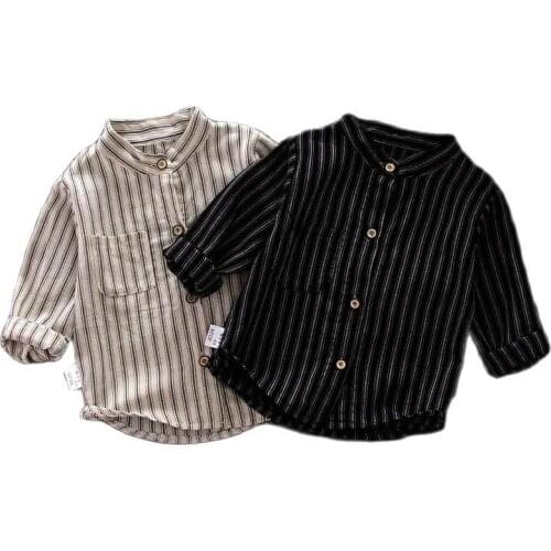 New Stripe Shirt Clothes Baby Spring Autumn Long Sleeves Thin Shirts 0 1 2 3 4 Years Kids Cotton Tops Toddler Infant Boy Shirt