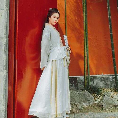 Original Design of Chinese Traditional Clothing Hanfu Womens Undergarment Jin Made Restoration Style 5 Meters Cross Skirt