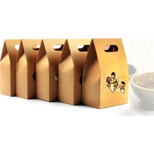 10*15.5*6 1000pcs stand up window brown kraft paper bags boxes recyclable for wedding/Gift/Jewelry/Food/Candy Package Paper Box