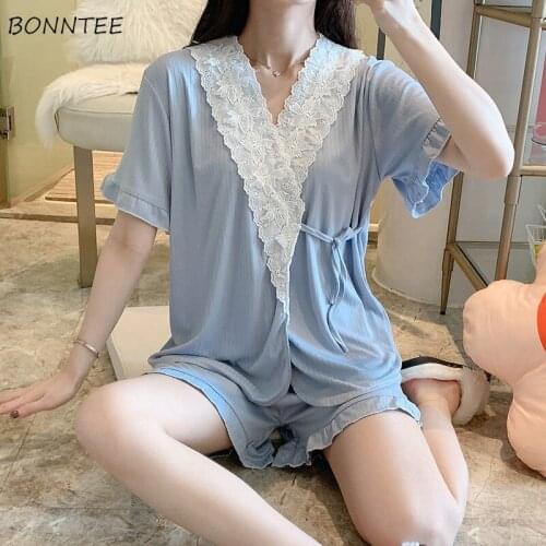 Pajama Sets Women Fashion Sexy Ladies Sleepwear Loose Mujer Nightwear All-match Sweet Girls Leisure Korean Style Ulzzang Soft