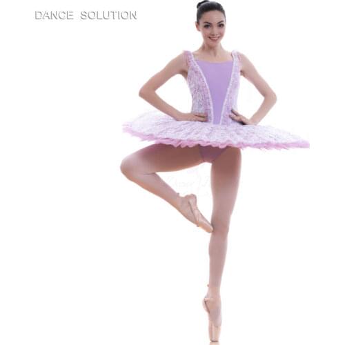 White Sequin Lace Bodice Lilac Ballet Tutu Pancake Dance Costumes Stage Show Pre-professional Tutu Girl & Woman Dress BLL047