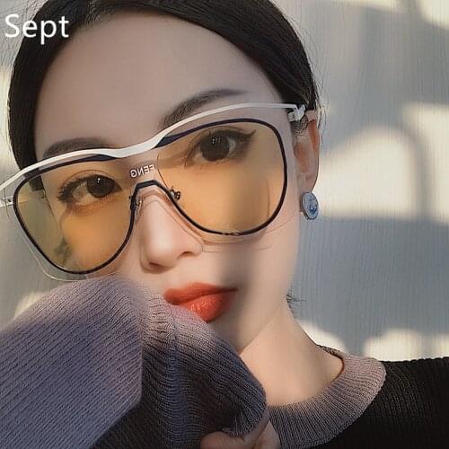 Sept One piece Pilot Sunglasses Women Brand Vintage Fashion Sunglasses Men Punk Luxury Square Sunglasses Eyewear UV400