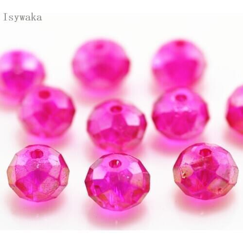 Isywaka Rose AB Color 6*8mm 72pcs Rondelle Austria faceted Crystal Glass Bead Loose Spacer Round Bead for Jewelry Making