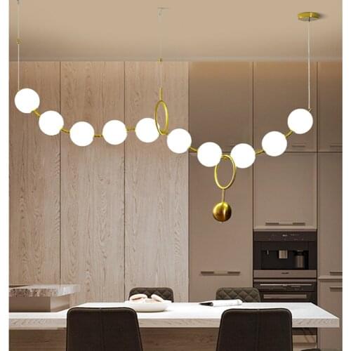 Nordic Glass Ball Chain LED Chandelier Ten Molecular bubble ball lustre Dining room Bedroom Living Room Hanging Light Fixtures