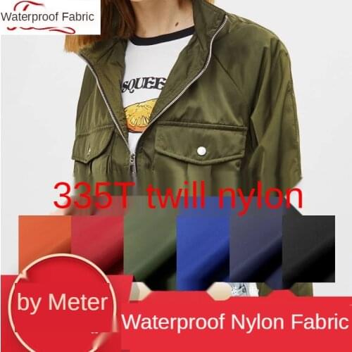 Thick 335T Twill Nylon Waterproof Fabric Per Meters for Coat Windbreaker Jacket Cloth Sewing Fabrics Plain Textile By The Meter