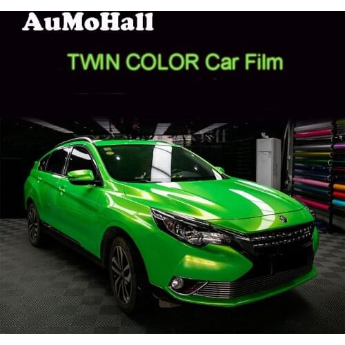18Mx1.52M Glossy Twins Color Pearlescent Apple Green Vinyl Wraps Stickers Car Whole Body Styling Decals Sticker Film Roll