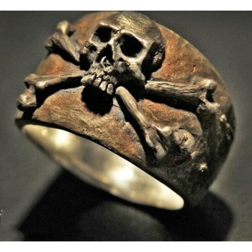 Vintage Mens Pirate Skull Ring Gothic Mens Pirate Stainless Steel Ring Exquisite Skull Punk Motorcycle Hand Jewelry Gift