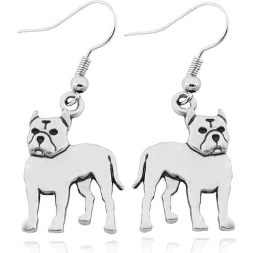 Vintage Hippie Pit Bull Terrier Big Earring Boho American Bulldog Love Pet Earrings For Women Jewelry Pendientes Mujer Brincos