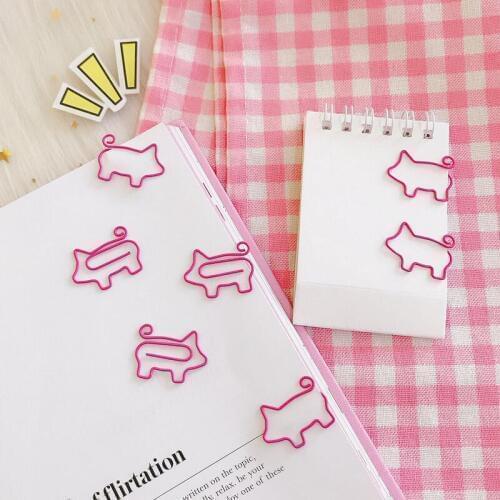 4pcs 20x28mm Cartoon Small Cute Pig Clip Paper Roll Tail Pig Bookmarks Paper Clip Office School Office Binding Clips Supplies