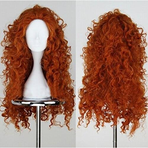 Brave Merida Wig Long Curly Role Play Halloween Hair Women Cosplay Costume + Free Wig Cap