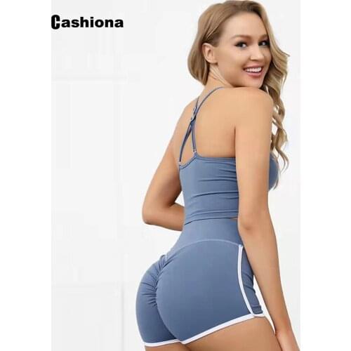 Women Two Piece Set Trend 2021 Summer New Sleeveless Crop Tops Casual Skinny Shorts Set Blue Green Tracksuit Sportwear Woman