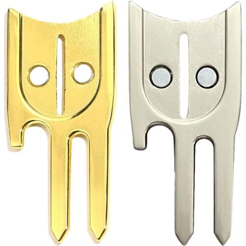 1Pcs Gold/Silver Color Golf Repair Tool Golf Divot Repair Tool With Golf Ball Marker Golf Training Aid Putting Green Tool