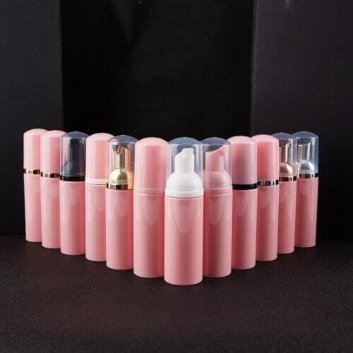 50ml Pink Plastic Foam Pump Bottle Empty Face Eyelash Cleanser Cosmetic Bottle Cleansing Milk Sub-bottled 1 Pcs
