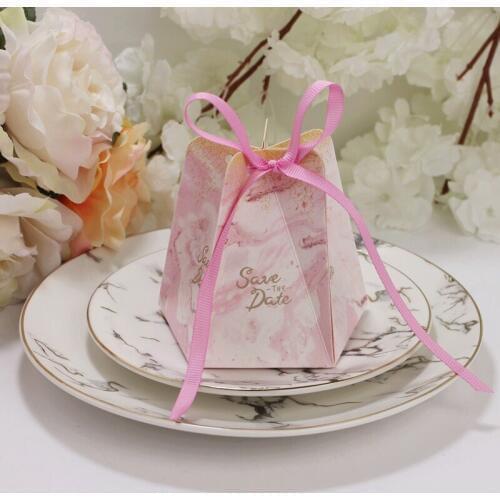 100pcs Gray/Pink/Purple flower Marble style Candy Boxes Wedding Favors 'save the date'' Gift Box Party Chocolate bag package