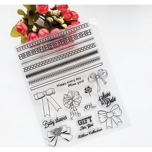 14*18CM Ribbon Bow Transparent Clear Stamp Silicone Stamp/Seal DIY Scrapbooking/Photo Album Easter Stamp Sheets