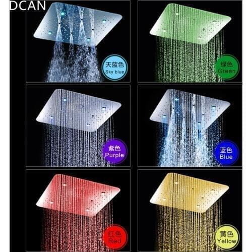 DCAN 20 '' Multi-Function Shower Concealed LED with Light Ceiling Mounted Shower System In-wall thermostat Tap