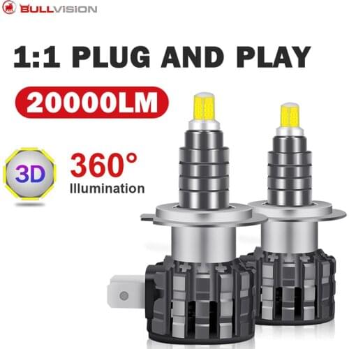360 LED H7 H1 H8 H4 H9 H11 Headlights Bulbs 20000LM 9005 HB3 9006 HB4 LED auto fog lights CSP 6000K Wireless plug and play