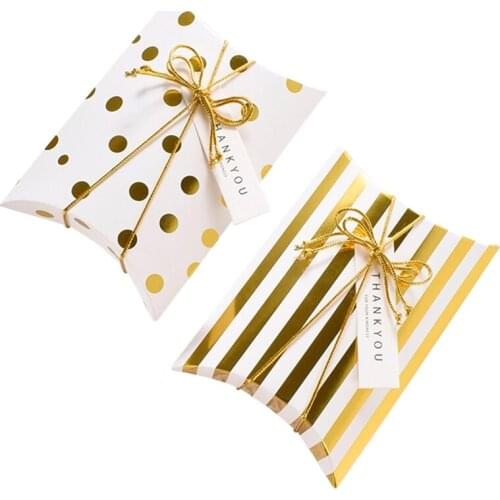 5pcs/set Pillow Shape Candy Box with Thank You Tags Packaging Gift Bags Wedding