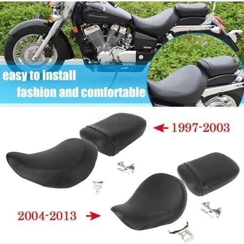 Black Motorcycle Front Driver Rear Passenger Cushion Seat Covers For Honda Shadow VT 750 VT750 ACE VT750C VT750CD 97-03/04-13