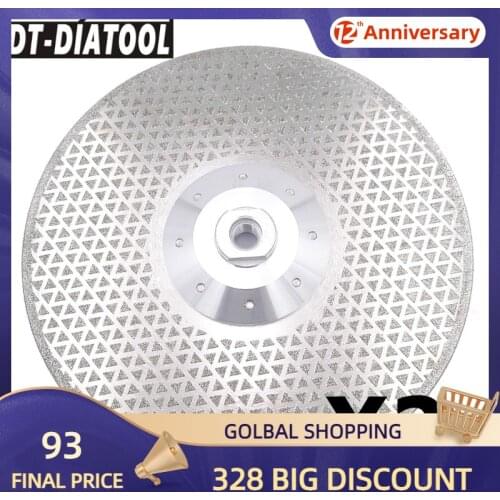 DT-DIATOOL 2pcs M14 Thread 9"/230mm Electroplated Diamond Cutting & Grinding Disc Double Grinding Sides Granite Marble Saw Blade