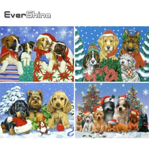 EverShine Diamond Painting Christmas Cross Stitch Diamond Mosaic Full Square Dog Rhinestones Art Animal Home Decor Handicraft