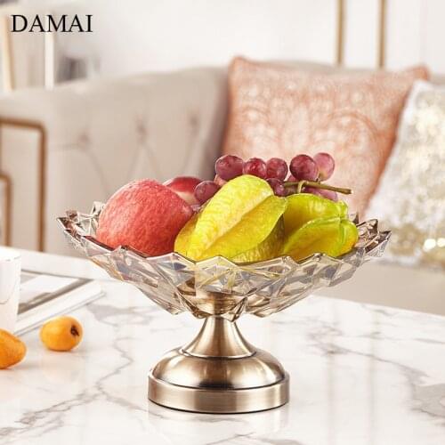 European Crystal Glass Fruit Bowl Vintage Classical Restaurant Hotel Serving Tray Coffee Table Snack Candy Plate Home Decoration